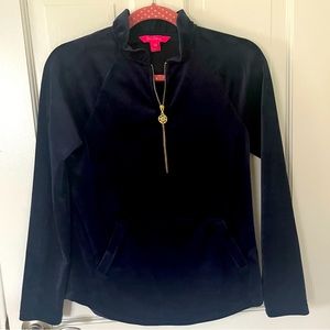 Lilly Pulitzer Navy Velour Popover